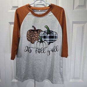 NWT Women’s Half Sleeve “It’s Fall Y’all” Pumpkin Top – Size Medium